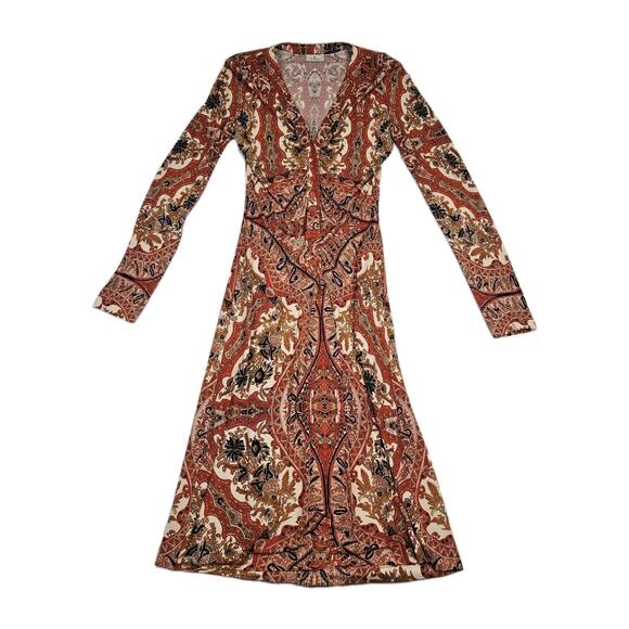 ETRO $1320 Elba Long Sleeve Midi Dress EUR 42 US 10 Luxury Italian Designer Boho - Picture 8 of 16